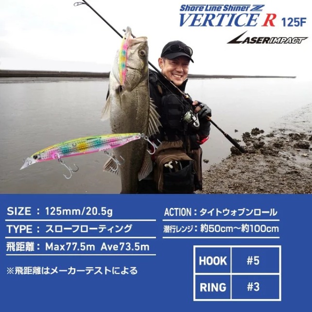 DAIWA Shore Line Shiner Z Vertice R Laser Impact 125F #LI Red Hed