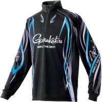 GAMAKATSU GM3734 2Way Print Zip Shirt Long Sleeve (Black x Blue) 7L