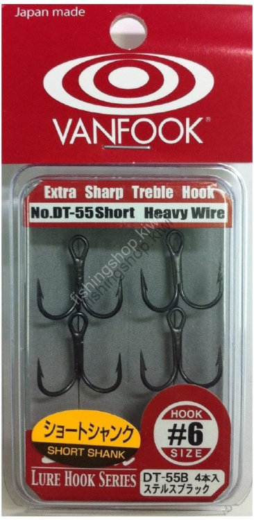 VANFOOK Devil Short Shank DT-55R [Black] #6 (4pcs)
