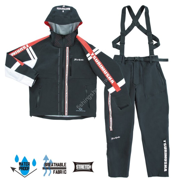 TSURI MUSHA A01502 Technical Arm 3 Layer Rain Suit [Gray] M