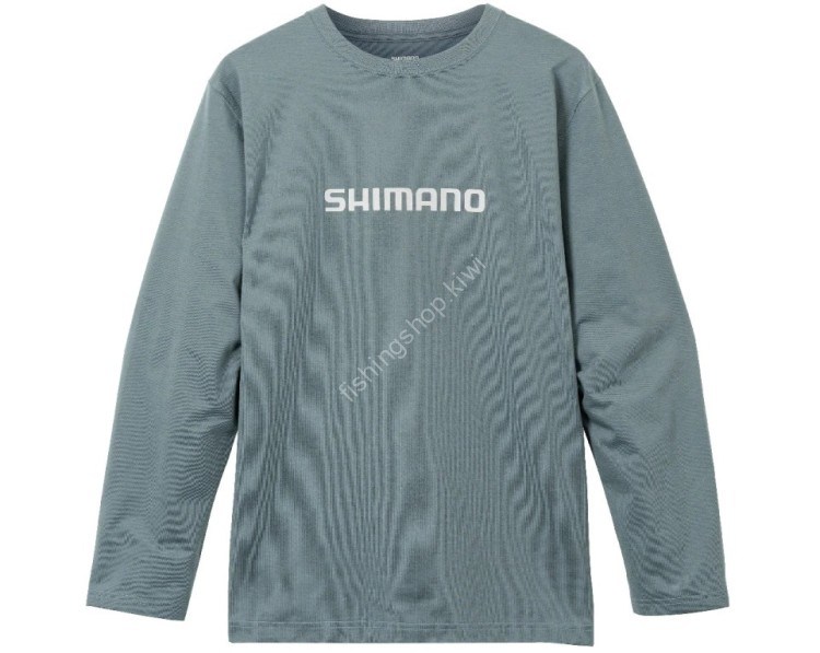 SHIMANO SH-022W Dry Logo T-shirt Long Sleeve Blue Gray M