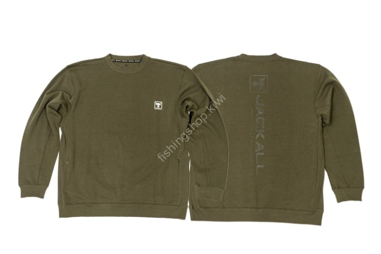 JACKALL Side Ribbed Crew Neck Sweat (Olive) XXL