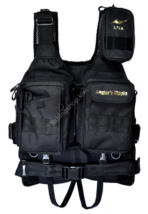 APIA ANGLER'S SUPPORT VEST Ver3 BLACK * WOODLAND CAMO