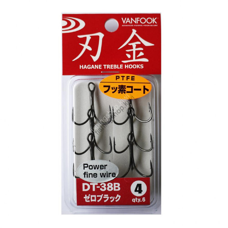 VANFOOK Strong Fine Treble Hook DT-38B [Fluorine Black] #4 (6pcs)