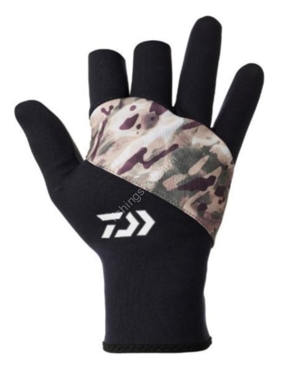 DAIWA DG-7624W Titanium Alpha Gloves 3 Pieces Cut (Water Multi Camo) M