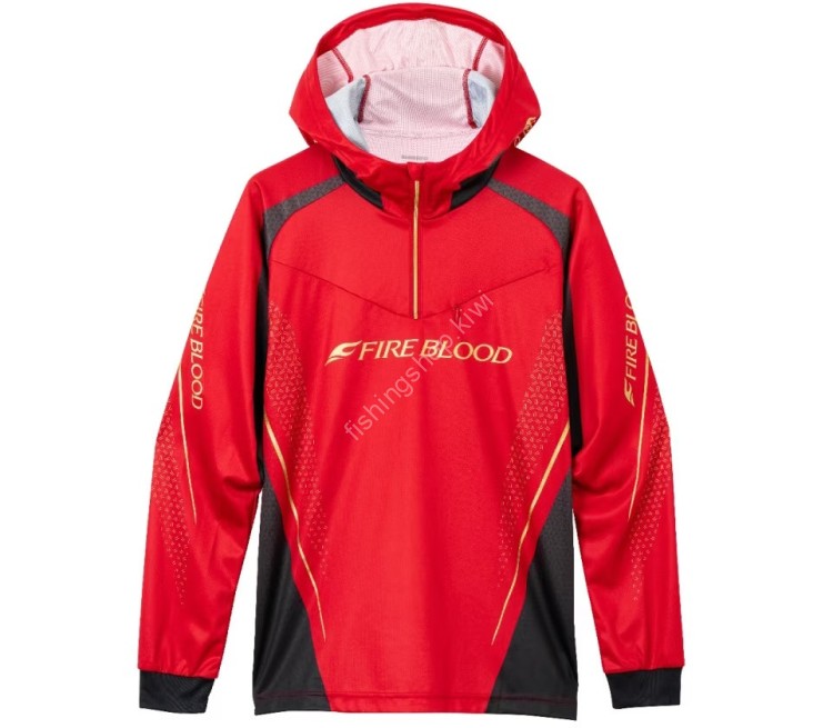 SHIMANO SH-124W Limited Pro Half Zip Hoodie Blood Red S