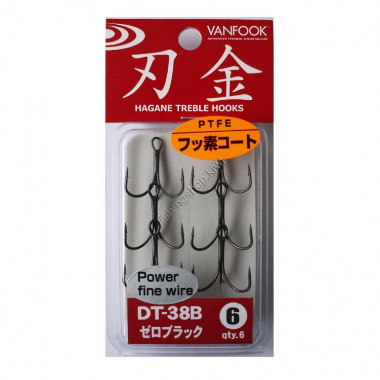VANFOOK Strong Fine Treble Hook DT-38B [Fluorine Black] #6 (6pcs)