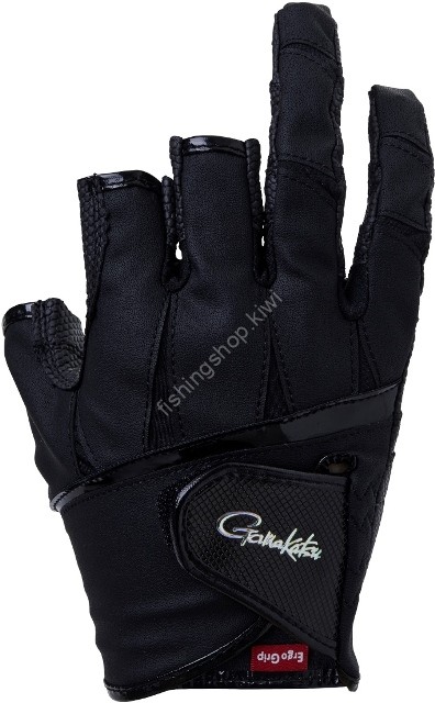 GAMAKATSU GM7295 Ergo Grip Gloves 3 Pieces (Black x Black) L