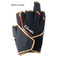 GAMAKATSU GM7275 Cross Belt Fishing Gloves (5 Pieces / Half Short) L Black / Gold