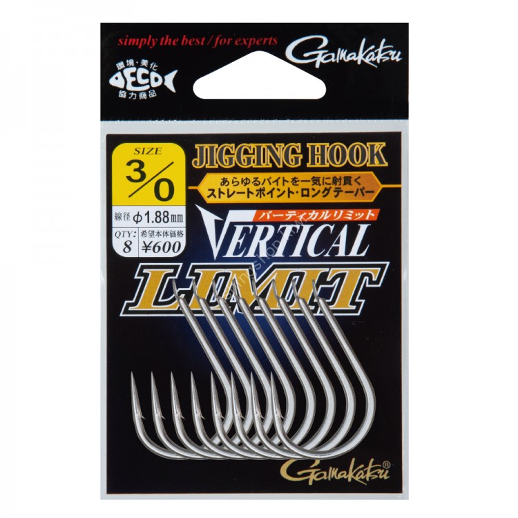 GAMAKATSU Jigging Hook Vertical Limit Single Normal [Silver] #3/0 (8pcs)