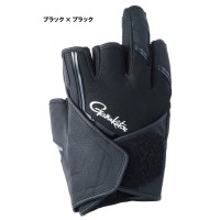 GAMAKATSU GM7275 Cross Belt Fishing Gloves (5 Pieces / Half Short) L Black / Black