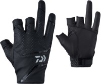 DAIWA DG-2223 Faux Leather Gloves (3fingers cut) Black M