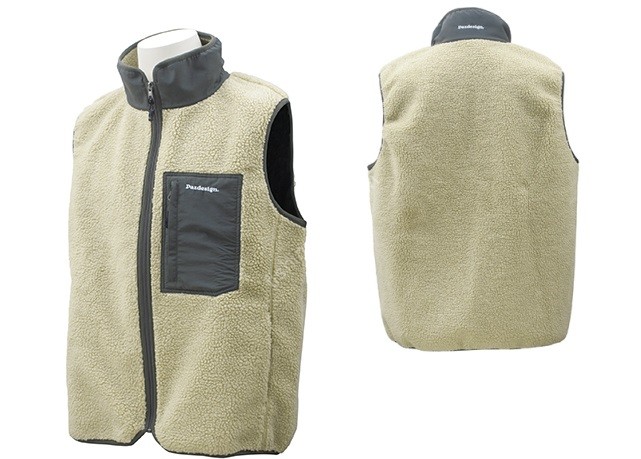 PAZDESIGN SJK-021 Boa Fleece Vest (Beige/Charcoal) XL