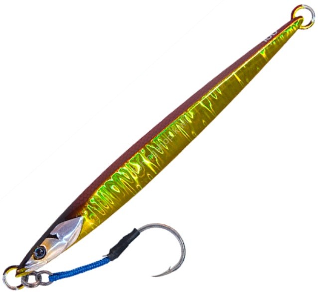 JACKALL BamBluz Jig Semilong 120g #G-0048 Red & Gold Magma Wave Holo