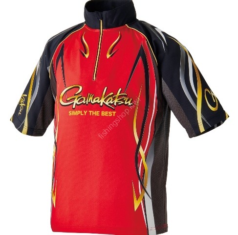 GAMAKATSU GM3735 2Way Printed Zip Shirt Short Sleeve (Red) LL