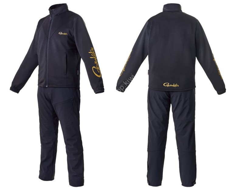 GAMAKATSU GM3654 Stretch Windbreaker & Active Pants (Black) L