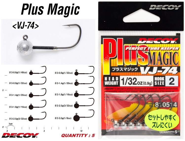 DECOY Plus Magic VJ-74 [Mat Black] 1.8g #2 (5pcs)