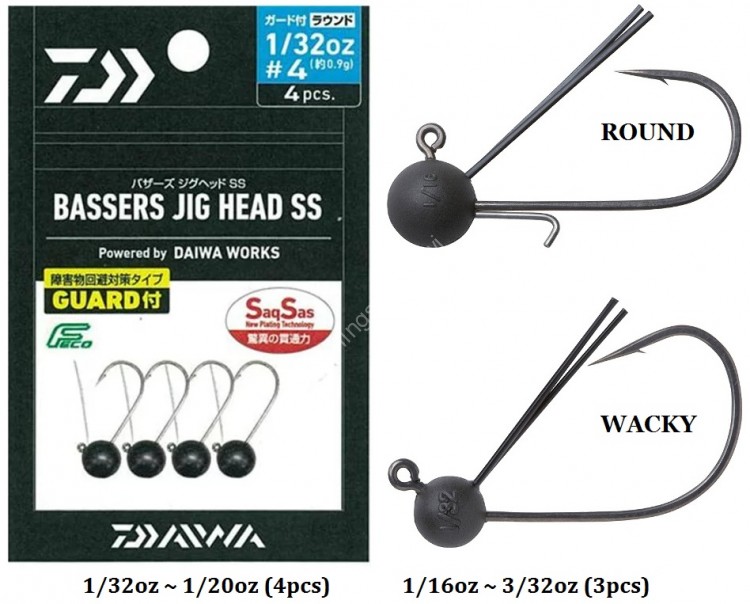DAIWA Bassers Jig Head SS Guard Tsuki Round 0.9g #3