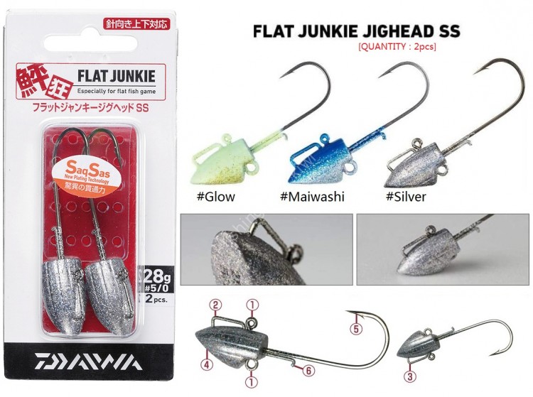DAIWA Flat Junkie JigHead SS 18g (#3/0) #Glow