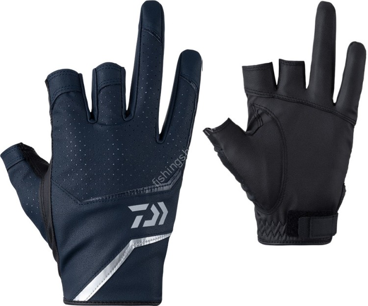 DAIWA DG-2223 Faux Leather Gloves (3fingers cut) Navy M