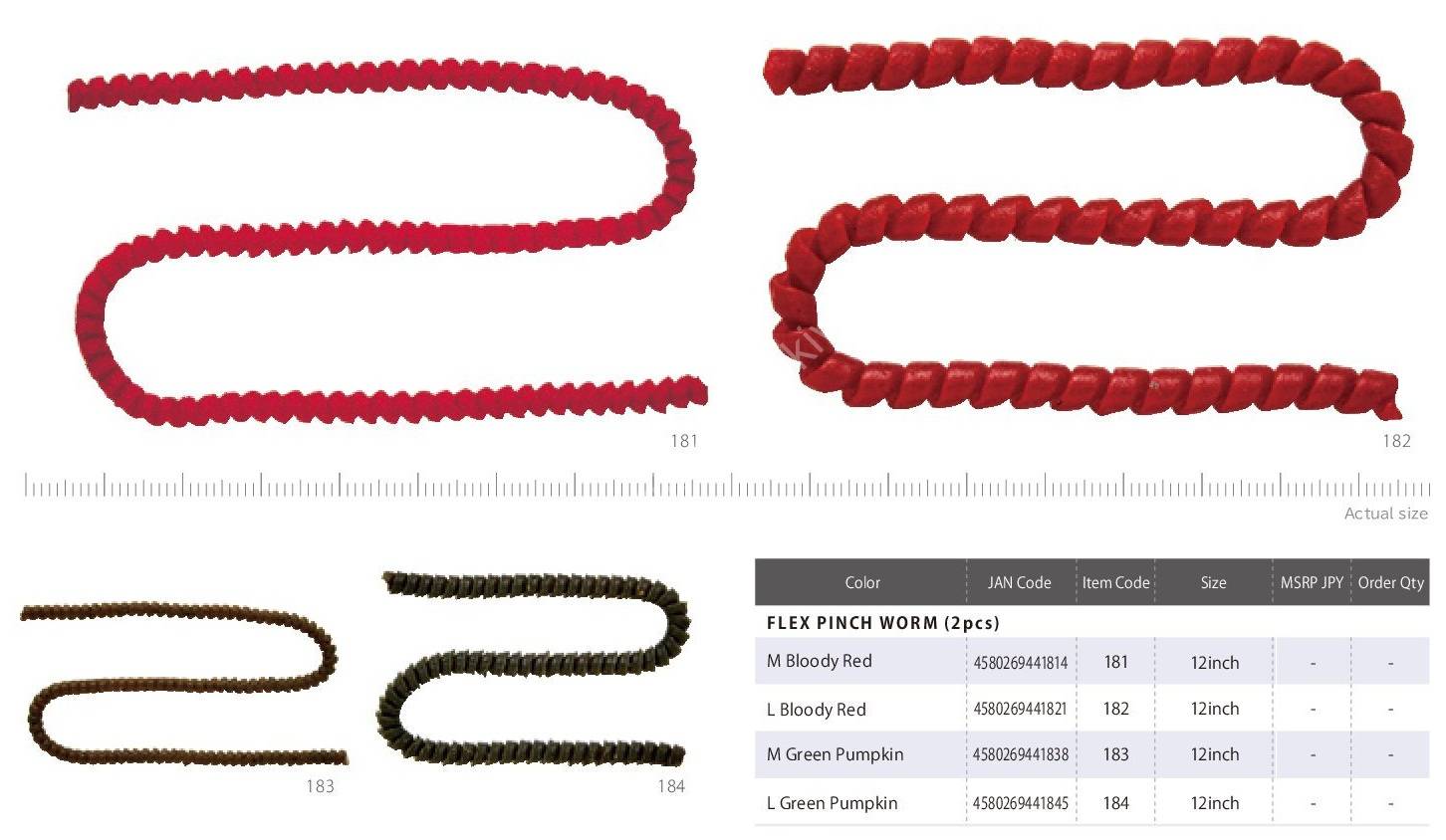 NIKKO 181 Flex Pinch Worm M 12inch #Bloody Red Lures buy at