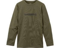 SHIMANO SH-022W Dry Logo T-shirt Long Sleeve Khaki S