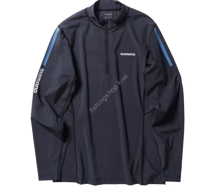 SHIMANO SH-040X Water Repellent Half Zip Shirt Long Sleeve (Black) L