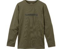 SHIMANO SH-022W Dry Logo T-shirt Long Sleeve Khaki L