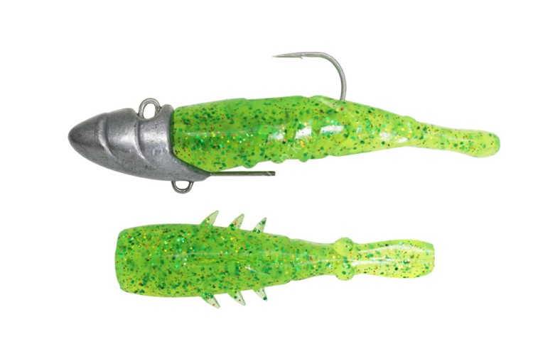 ISSEI Umitaro Dekahane Ebi Set 24g No.2/0+2.5'' #056 Chart Green Lame