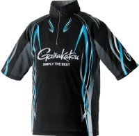 GAMAKATSU GM3735 2Way Printed Zip Shirt Short Sleeve (Black x Blue) LL