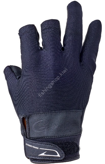 GAMAKATSU GM7291 Stretch Fishing Gloves 3 Pieces (Black) LL