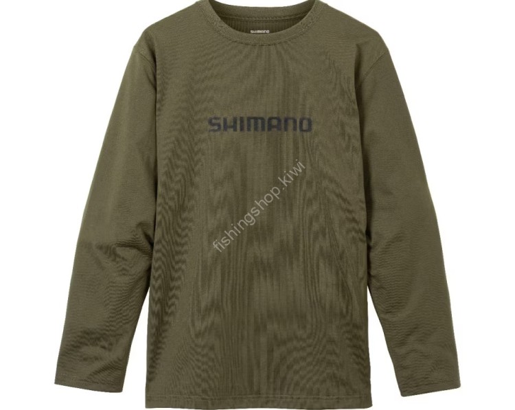 SHIMANO SH-022W Dry Logo T-shirt Long Sleeve Khaki XL