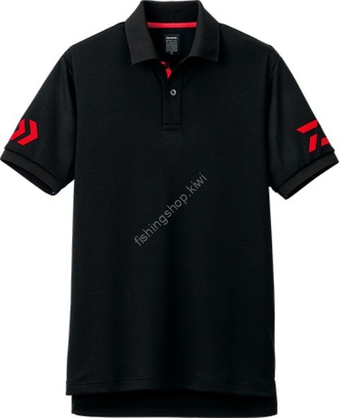 DAIWA DE-7906 Short Sleeve Polo Shirt (Black x Red) M