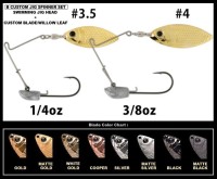 DEPS B Custom Jig Spinner Set (Swimming Jig Head 1/4oz + Custom Blade/Willow Leaf #3.5) White Gold