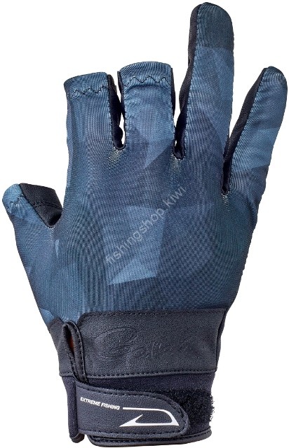 GAMAKATSU GM7291 Stretch Fishing Gloves 3 Pieces (Black Polygon) LL