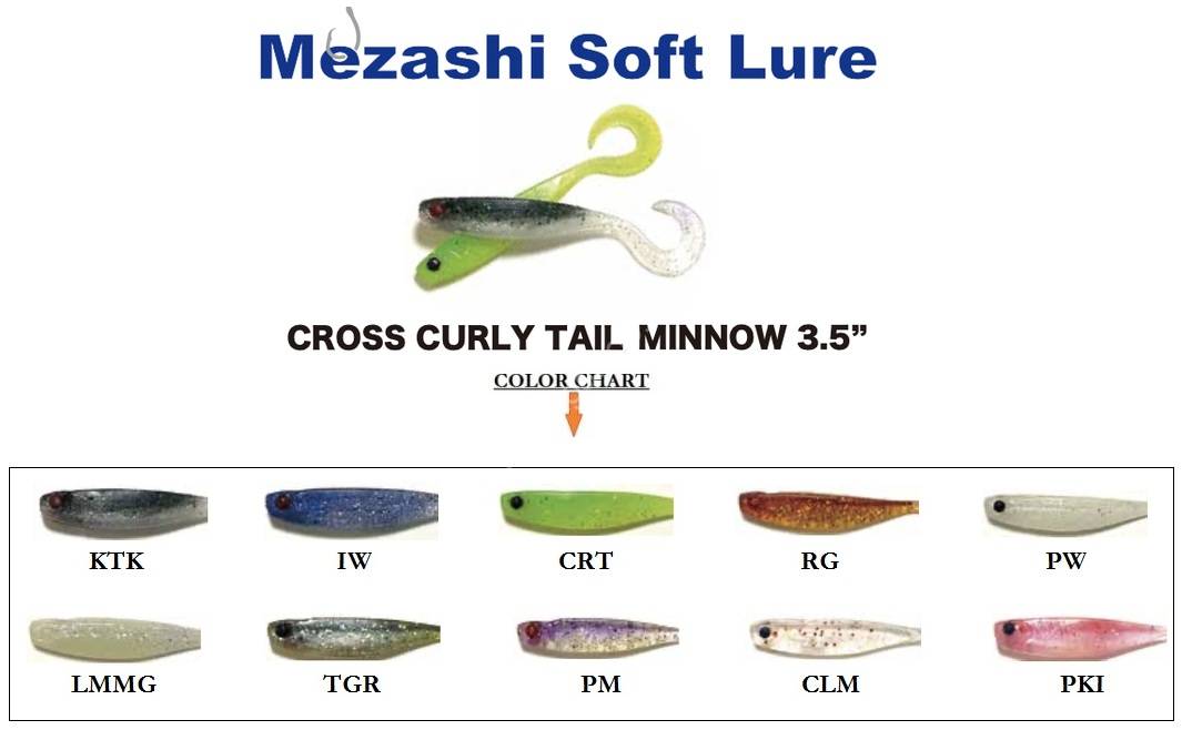 MUSTAD Mezashi Cross Curly Tail Minnow 3.5 #PW Pearl White