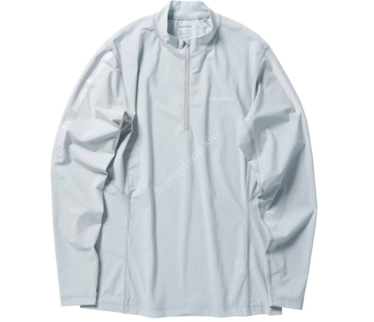 SHIMANO SH-040X Water Repellent Half Zip Shirt Long Sleeve (Light Gray) XL