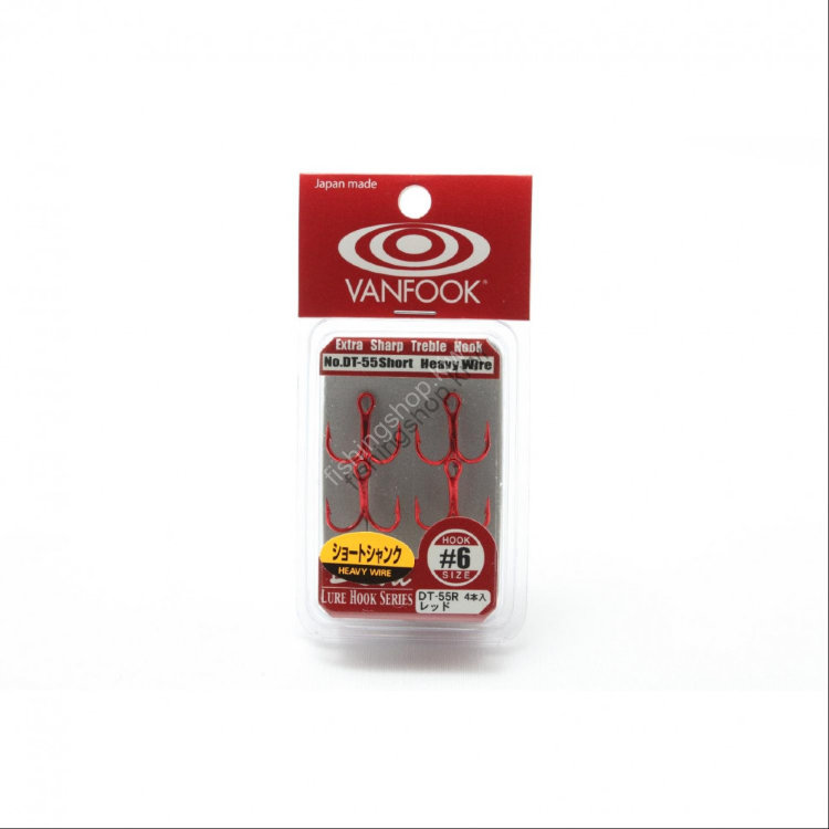 VANFOOK Devil Short Shank DT-55R [Red] #6 (4pcs)