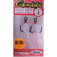 GAMAKATSU Treble 13 FT Feather Tail White x Red [Matte Black] #4 (2pcs)