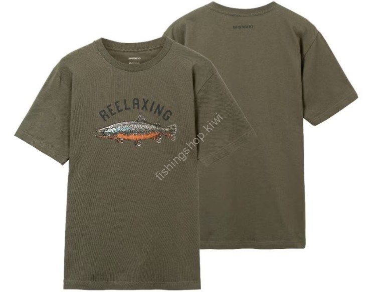 SHIMANO SH-003V Organic Cotton Graphic T-shirt Khaki WM