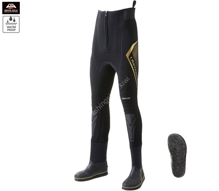 SHIMANO FW-500V Limited Pro Geolock Slim Wader Waist High Cut Felt Nakawari 3.0 (Black Gold) 2XLA