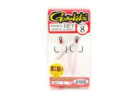 GAMAKATSU Treble 13 FT Feather Tail White x Red [Matte Black] #8 (2pcs)