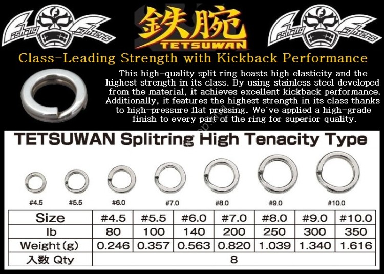 NATURE BOYS FishingFighters Tetsuwan Splitring High Tenacity Type #8.0