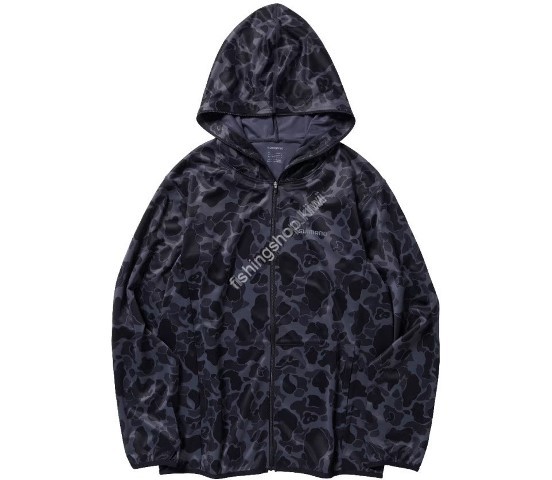 SHIMANO WJ-040X Sun Protection Zip-Up Graphic Hoodie (Black Camo) M