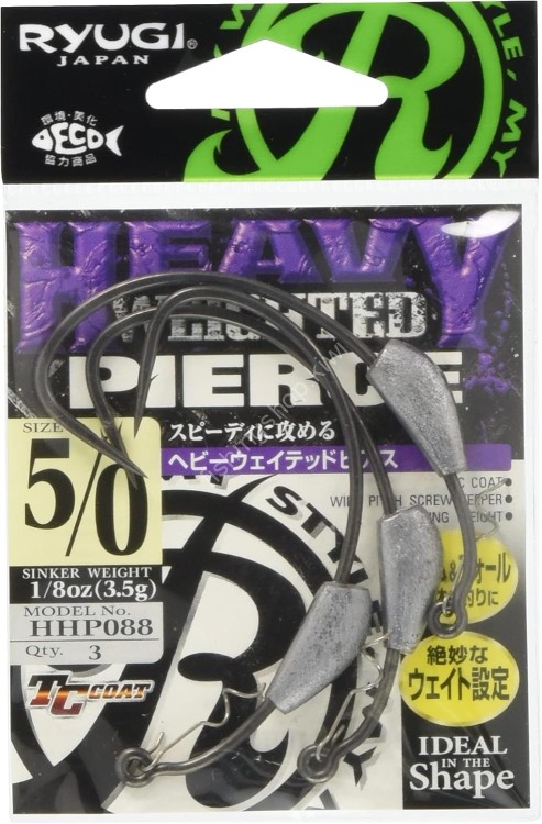 RYUGI Heavy Weighted Pierce HHP088  [TC Black] #5/0 (3pcs)