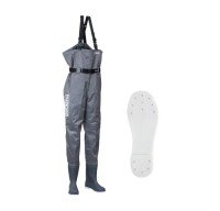 PAZDESIGN PPW-454 PVC Boot Chest High Wader II [Felt Spike Sole] Non-Breathable Type (Charcoal) 4L