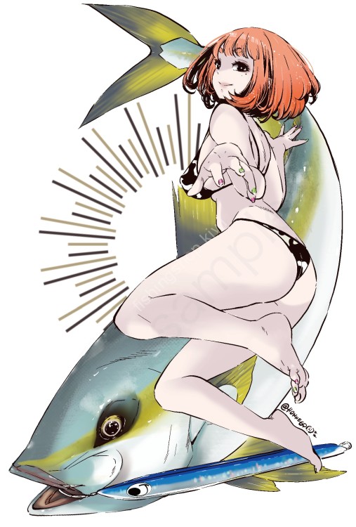 J-LIKE PRODUCT Fish Art Sticker Mini #Hiramasa