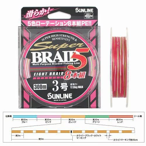 SUNLINE Super Braid5 [10m x 3colors] 300m #3 (17kg)