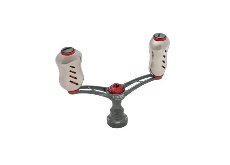 LIVRE 4737 Double Handle Wing 72 Fino Knob for Shimano S2 #Gunmetal/Red