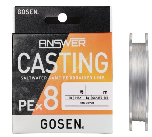 GOSEN Answer Casting PE×8 [Fine Silver] 200m #0.6 (14lb)